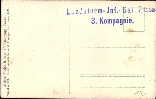 Foto Ak Passau in Niederbayern, Landsturm-Inf.-Bat. 3. Kompagnie