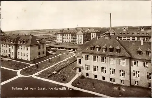 Ak Zwickau in Sachsen, Teilansicht vom Staatl. Krankenstift