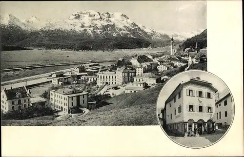 Ak Samaden Samedan Kanton Graubünden, Albergo Ristorante Cervo, Gesamtansicht