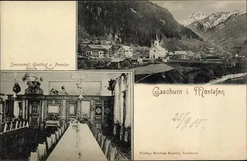 Ak Gaschurn in Vorarlberg, Teilansicht, Montafon, Gasthof und Pension Rössle