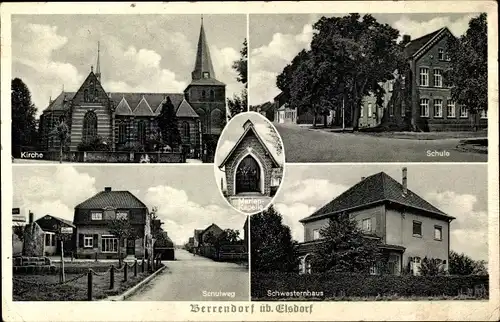 Ak Berrendorf Elsdorf im Rheinland, Schule, Schwesternhaus, Kirche, Marienkapelle, Schulweg