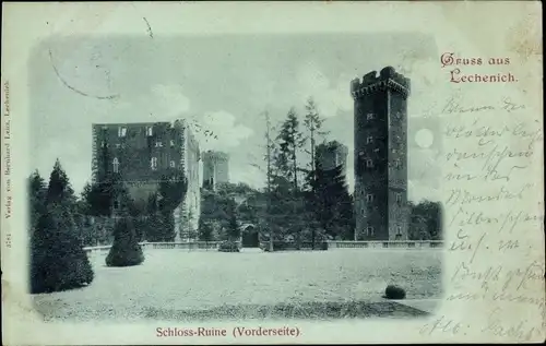 Mondschein Ak Lechenich Erftstadt in Nordrhein Westfalen, Schlossruine