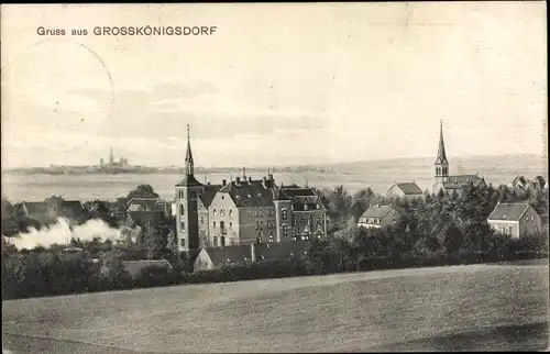 Ak Großkönigsdorf Frechen Rhein Erft Kreis, Blick vom Feld auf den Ort