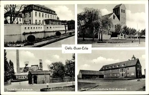Ak Buer Gelsenkirchen im Ruhrgebiet, Schloss Berge, Zeche Graf Bismarck, Bergbauberufsschule