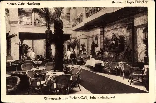 Ak Hamburg Mitte St. Georg, Wintergarten im Biebercafé