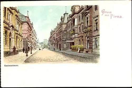 Litho Pirna an der Elbe, Gartenstraße