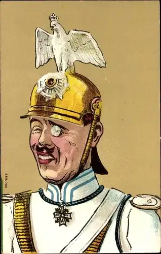 Ak Karikatur von einem deutschen Soldaten in Uniform