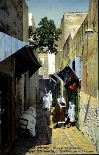 Ak Tanger Marokko, une rue de la Casbah