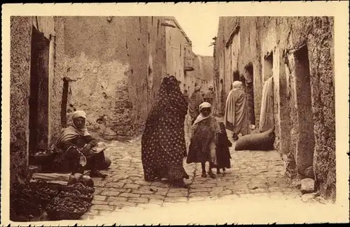 Ak Bou Saada Algerien, Rue des Mouamines, Kinder