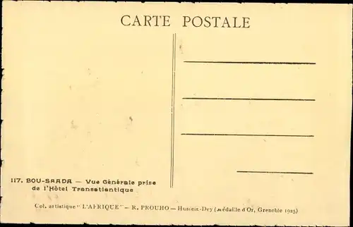 Ak Bou Saada Algerien, Vue Generale prise de l'Hotel Transatlantique