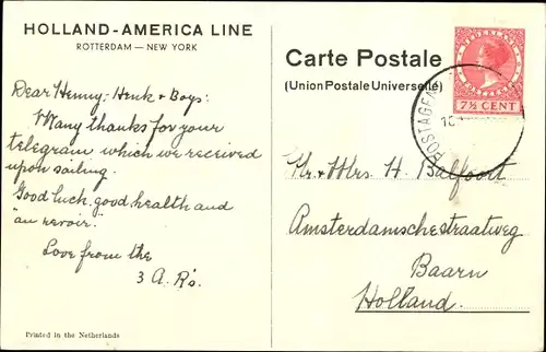 Künstler Ak Dampfschiff TSS Statendam, Holland-America Line, HAL