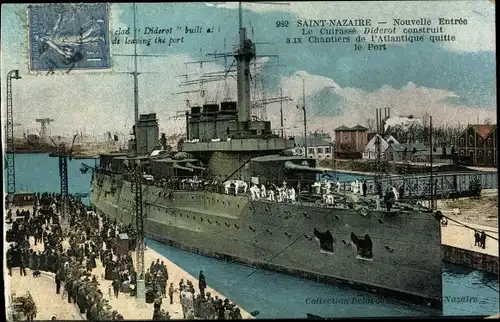 Ak Saint Nazaire Loire Atlantique, Le Cuirasse Diderot, Französisches Kriegsschiff