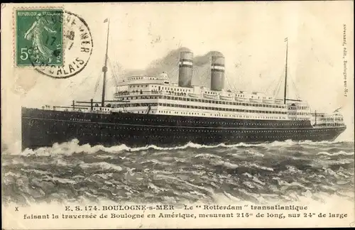 Ak Dampfer Le Rotterdam, Holland-America Line HAL, Boulogne sur Mer