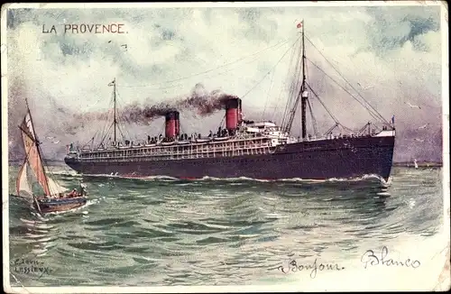 Künstler Ak Lessieux, E., Dampfer La Provence, CGT French Line