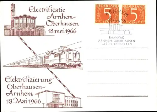 Ak Arnhem Gelderland Niederlande, Elektrifizierung Bahnstrecke Oberhausen Arnhem 18. Mai 1966