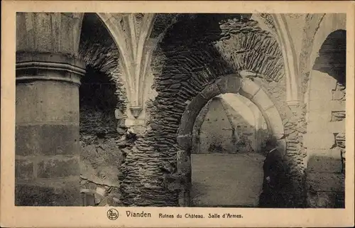 Ak Vianden Luxemburg, Les Ruines du Chateau, Salle d'Armes