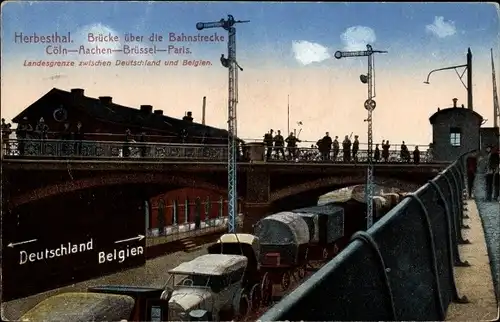 Ak Herbesthal Lontzen Wallonien Lüttich, Brücke über die Bahnstrecke Köln-Aachen-Brüssel-Paris