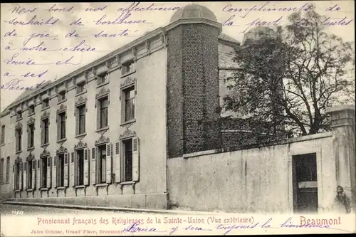 Ak Beaumont Wallonien Hennegau, Pensionnat francais des Religieuses de la Sainte Union