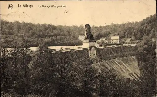 Ak Jalhay Wallonien Lüttich, Barrage de Gileppe, Talsperre, Löwe