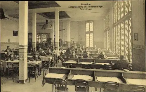 Ak Beverloo Beverlo Beringen Flandern Limburg, Soldatenheim im Infanterielager, Schreibsaal