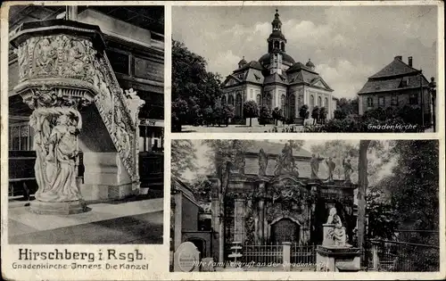 Ak Jelenia Góra Hirschberg Riesengebirge Schlesien, Gnadenkirche, Kanzel, Altar