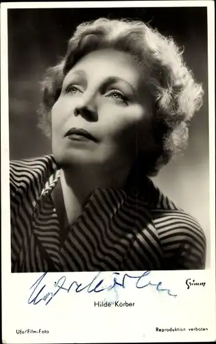 Ak Schauspielerin Hilde Körber, Portrait, Autogramm