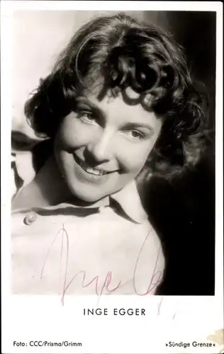Ak Schauspielerin Inge Egger, Portrait, Autogramm