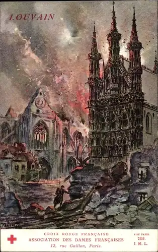 Künstler Ak Fraipont, G., Louvain Leuven Flämisch Brabant, Zerstörung, Soldat