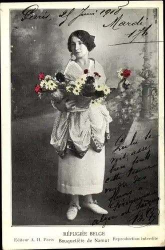 Ak Réfugiée Belge, Bouquetière de Namur, Belgische Floristin, Flüchtling