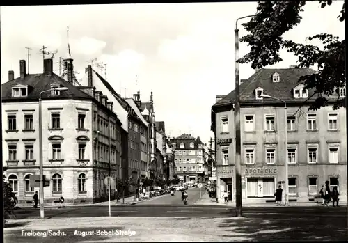 Ak Freiberg in Sachsen, August Bebel Straße, Apotheke
