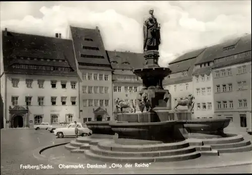 Ak Freiberg Sachsen, Obermarkt, Denkmal Otto der Reiche