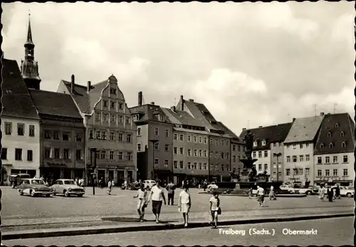 Ak Freiberg in Sachsen, Obermarkt, Brunnen