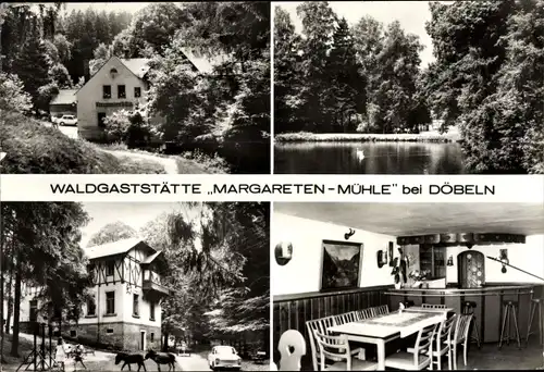 Ak Döbeln in Sachsen, Waldgaststätte Margareten Mühle, Innen und Außen