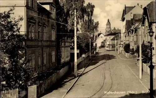 Ak Waltershausen in Thüringen, Brühl, Straßenbahn