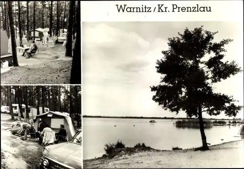 Ak Warnitz Uckermark, Freibad, Zeltplatz im Wald