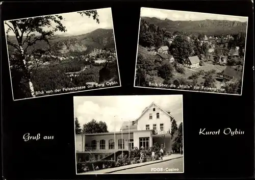 Ak Oybin in der Oberlausitz, FDGB Casino, Blick von der Felsengasse