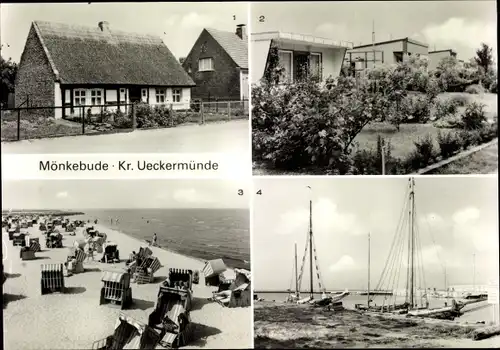 Ak Mönkebude am Stettiner Haff Vorpommern, Hafen, Strand, Boote