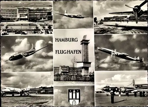 Ak Hamburg Nord Fuhlsbüttel, Flughafen, Flugzeuge