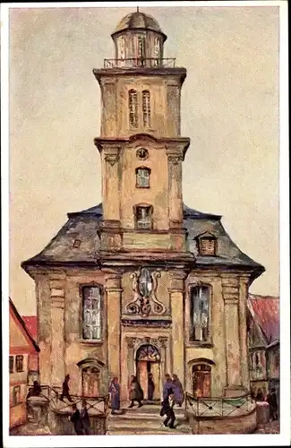 Künstler Ak Mons, K., Lauterbach in Hessen, Evangelische Kirche, Außenansciht