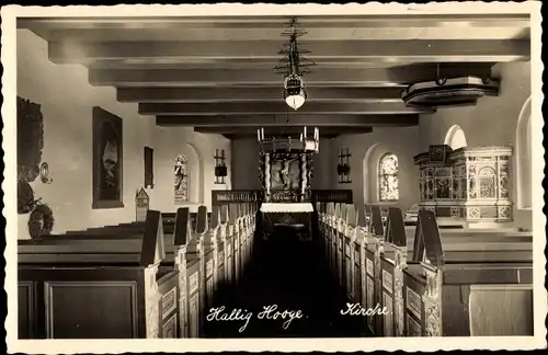 Ak Hallig Hooge in Nordfriesland, Kirche, Innenansicht