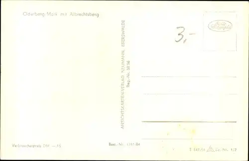 Ak Oderberg in der Mark, Ortsansicht mit Albrechtsberg, Kirche