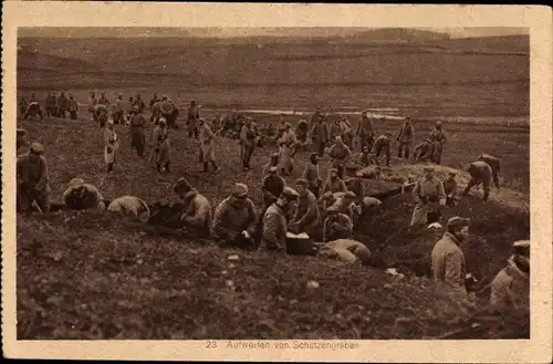 Ak Aufwerfen von Schützengraben, Deutsche Soldaten, I. WK