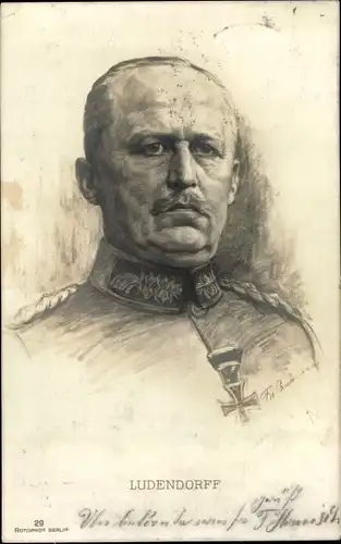 Künstler Ak General Erich Friedrich Wilhelm Ludendorff, RPH 29