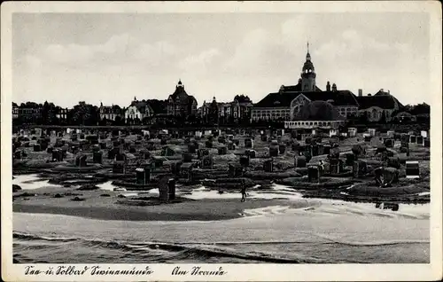 Ak Świnoujście Swinemünde Pommern, Strandblick