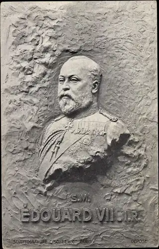Ak Relief, King Edward VII, König Eduard VII von Großbritannien