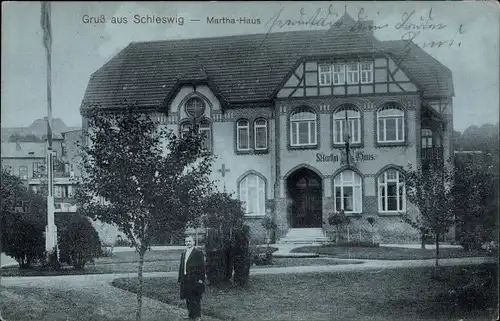 Mondschein Ak Schleswig an der Schlei, Martha Haus