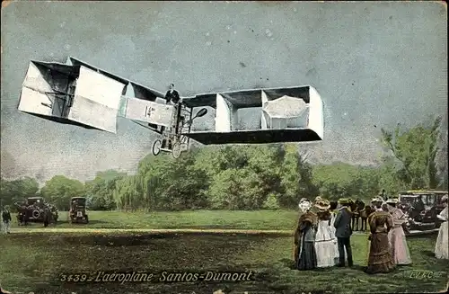 Ak L'Aeroplane Santos Dumont, Flugpionier, Zivilflugzeug