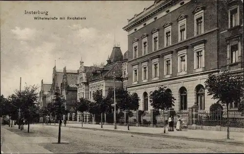 Ak Tschernjachowsk Insterburg Ostpreußen, Wilhelmstraße mit Reichsbank