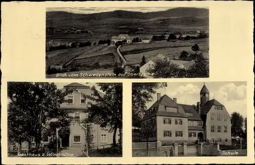 Ak Obersteina Steina Sachsen, Gasthof Zur Windmühle, Schule, Totale