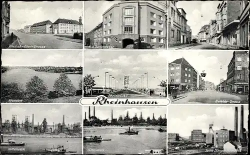 Ak Rheinhausen Duisburg im Ruhrgebiet, Zeche Diergardt, Kaiserstr., Hüttenwerk, Friedrich Ebert Str.